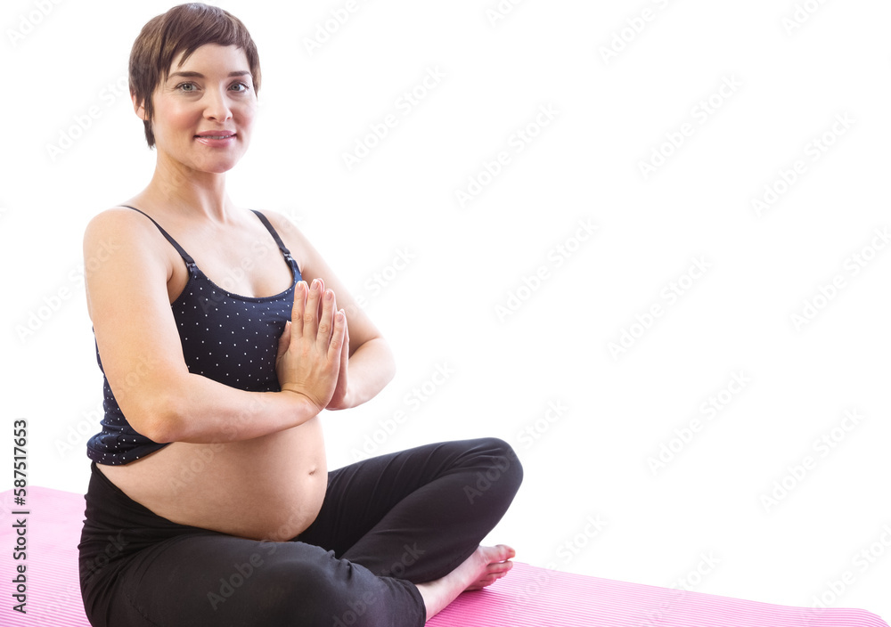 Portrait of pregnant woman meditating in lotus pose Portrait of pregnant woman meditating in lotus pose