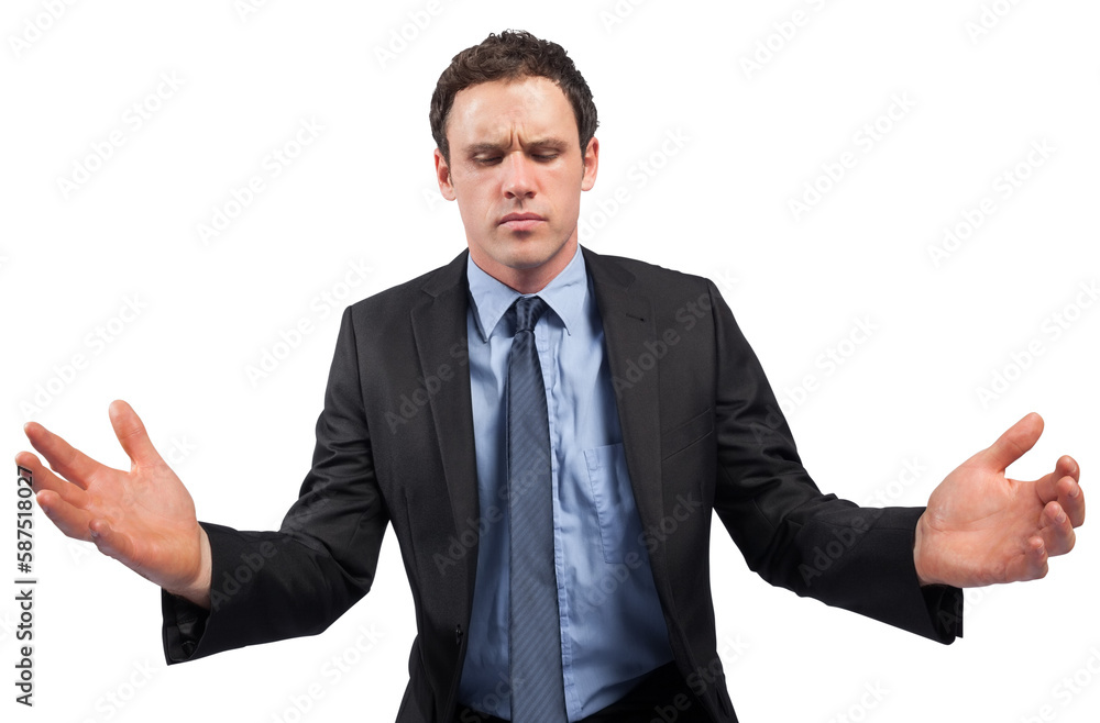 Businessman posing with arms out
