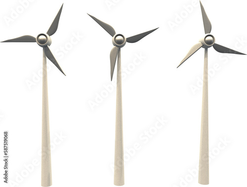 Three wind turbine machine