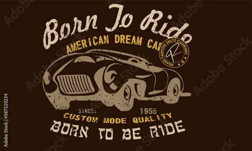 vintage american muscle car illustration, classic american car illustration poster, typography vintage car illustration for t shirt