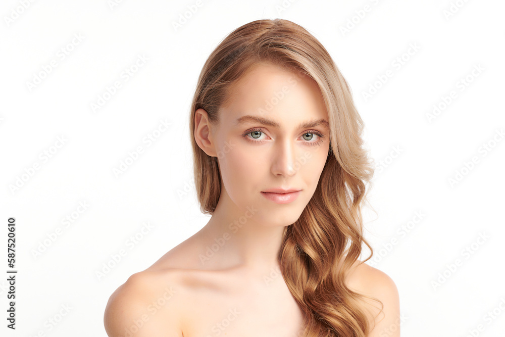 Beautiful young woman with clean fresh skin on white background, Face care, Facial treatment, Cosmetology, beauty and spa, women portrait. Beautiful young woman with clean fresh skin on white background, Face care, Facial treatment, Cosmetology, beauty and spa, women portrait.