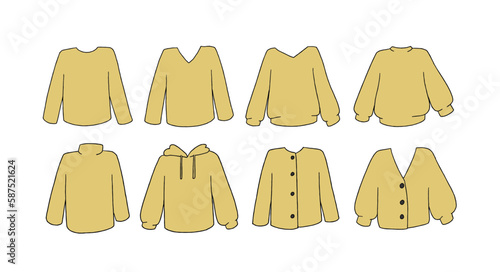 黄色い洋服のイラストセット