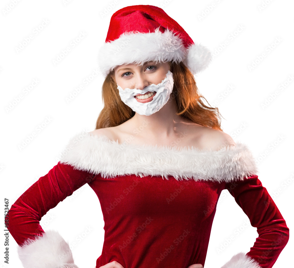 Festive redhead in foam beard Festive redhead in foam beard