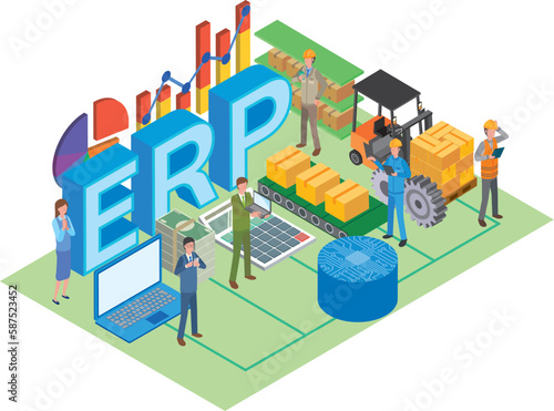 ERPによる情報一元管理のイメージイラスト