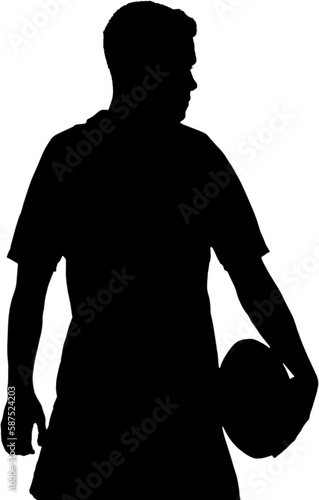 Male holding ball on white background