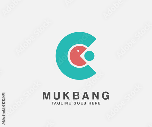 pacman icon isolated letter c logo design usable for mukbang or eating stream , food review chanel