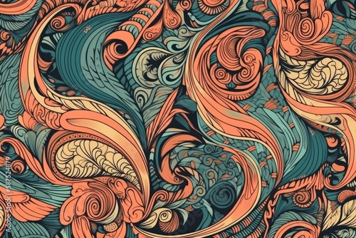 abstract colorful background with swirling waves. Generative AI