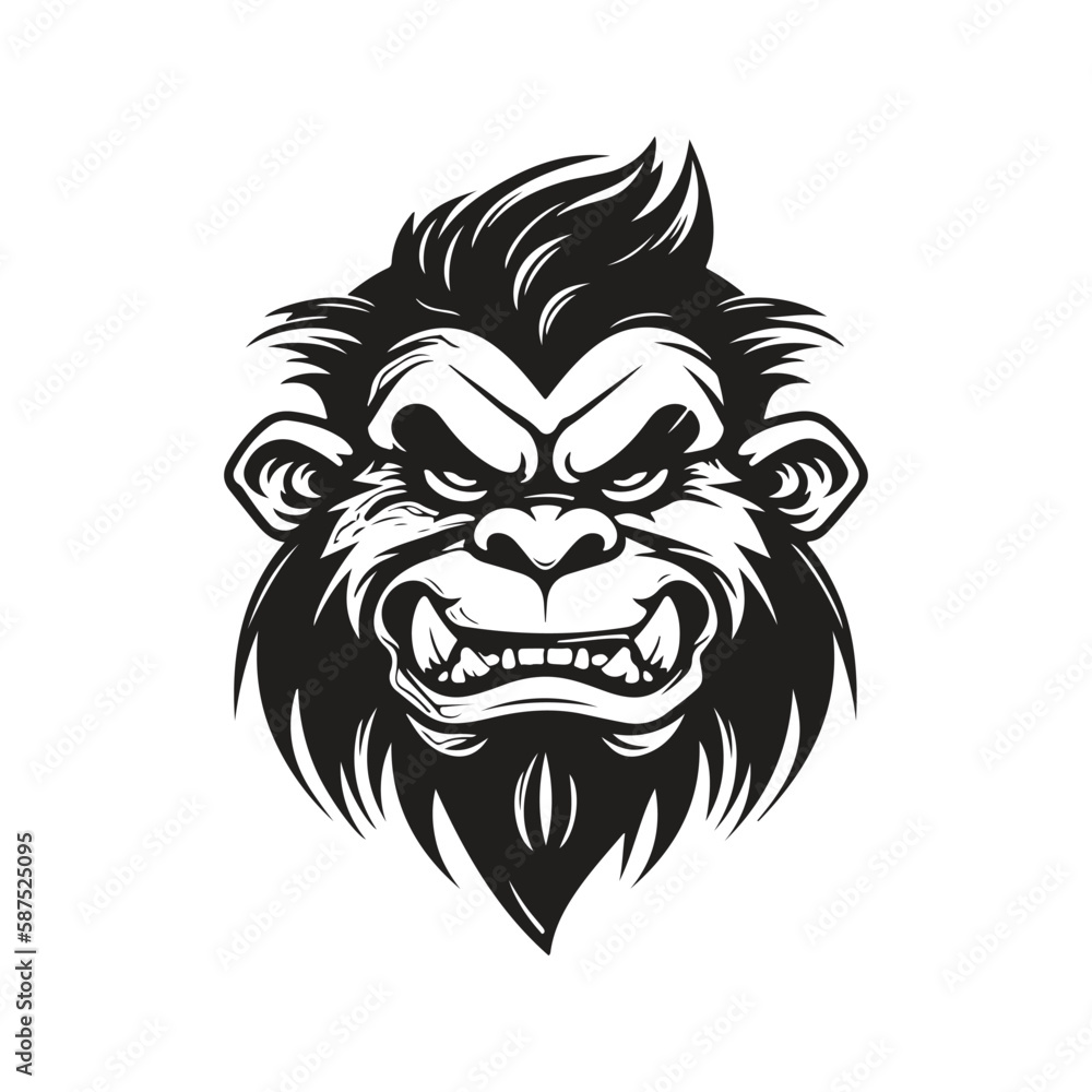 troll, logo concept black and white color, hand drawn illustration