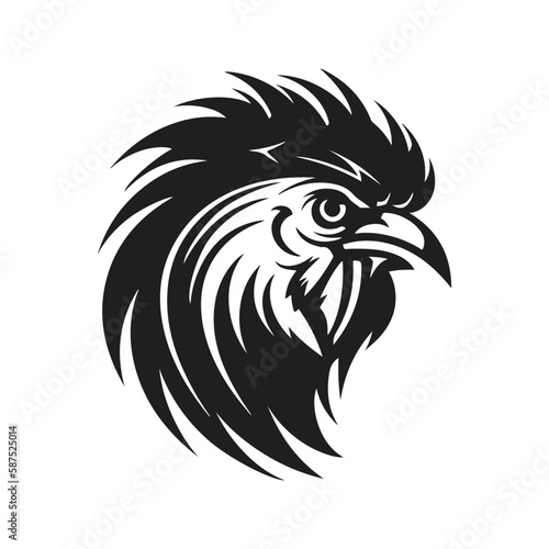 Wallpaper Mural rooster, logo concept black and white color, hand drawn illustration Torontodigital.ca