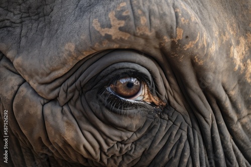 The elephant's eyes can express emotion. Generative AI © AkuAku