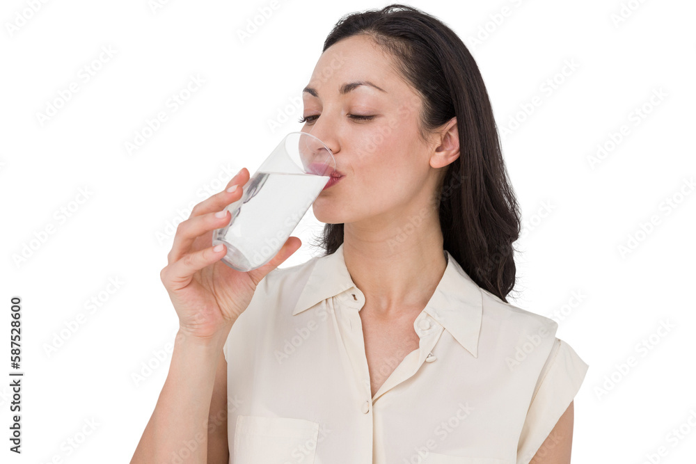 Pretty brunette drinking water Pretty brunette drinking water