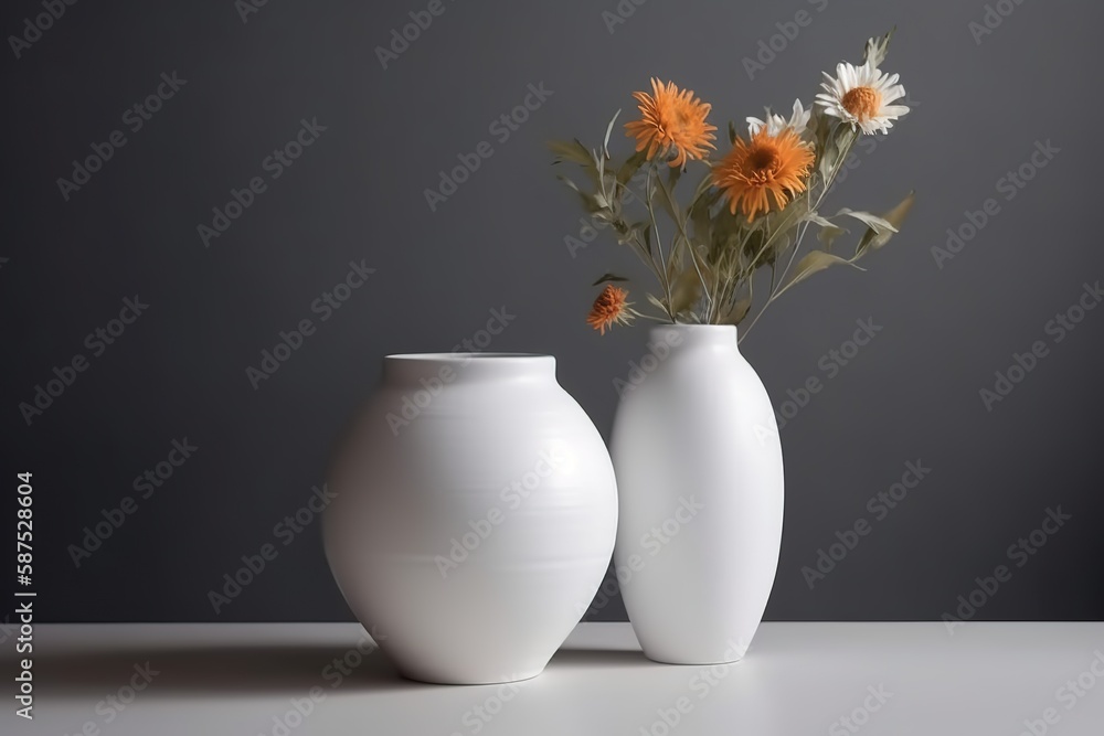 Blank white vase for mockup illustration with Generative AI Blank white vase for mockup illustration with Generative AI