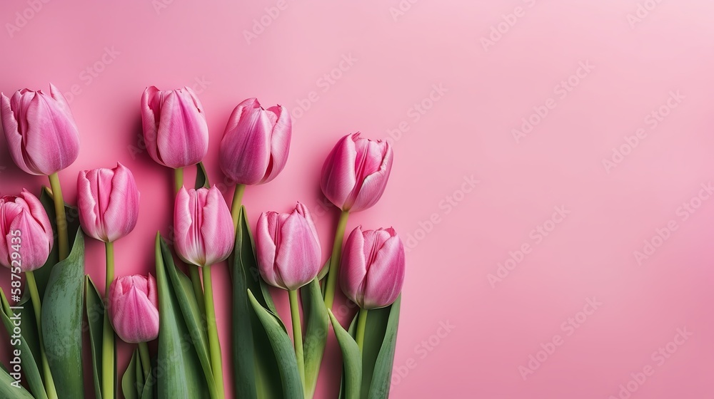 Spring tulip flowers with copy space for Mother's Day, Generative ai