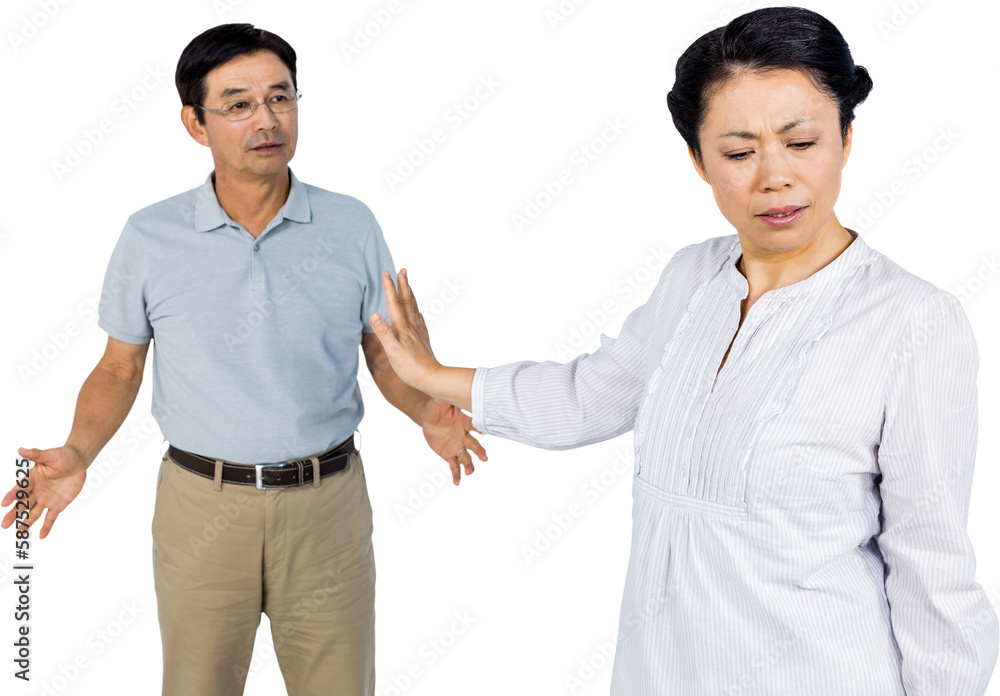 Older asian couple having an argument Older asian couple having an argument