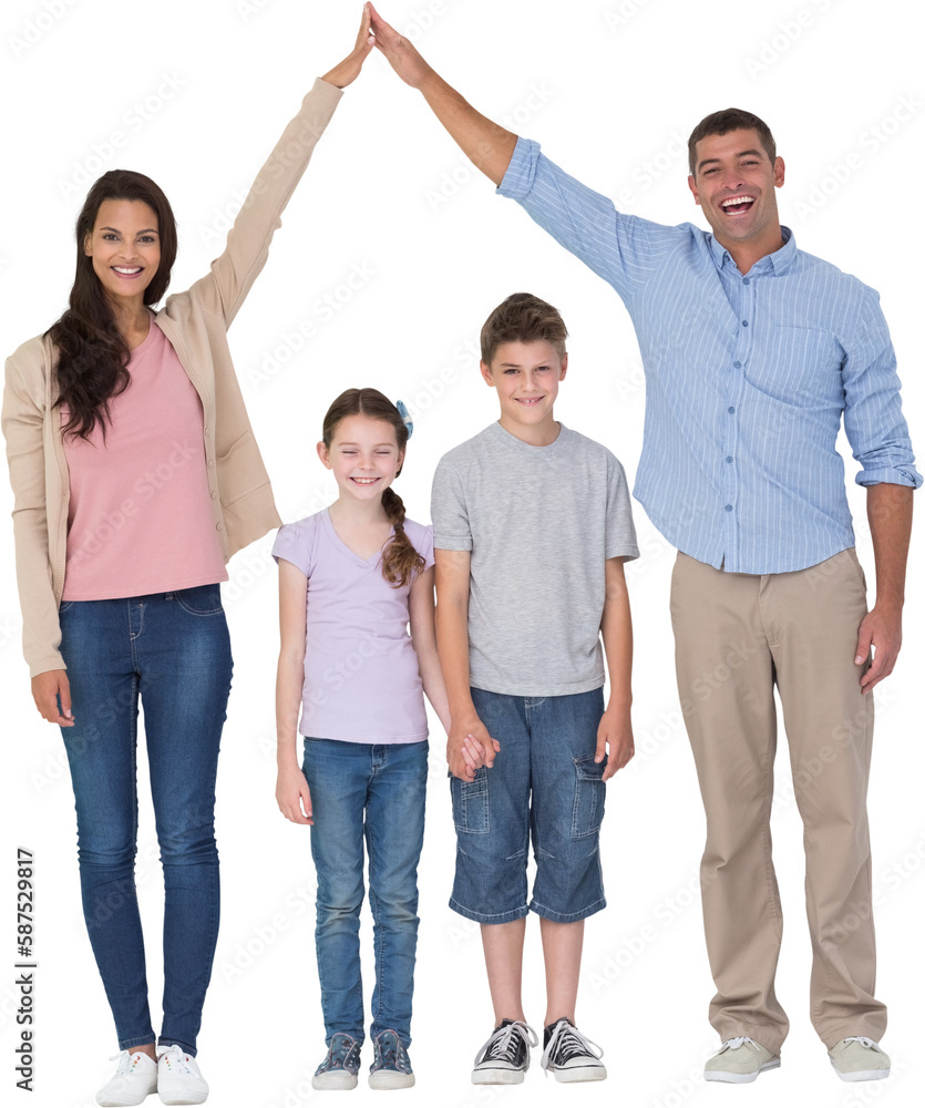 Fototapeta premium Happy parents joining hands above children