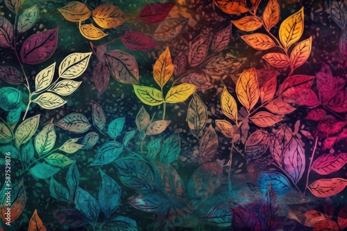 vibrant leaves set against a black backdrop. Generative AI