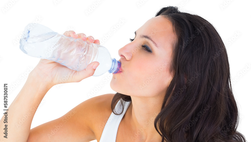 Pretty brunette drinking bottle of water Pretty brunette drinking bottle of water