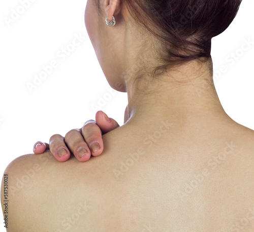 Photography Topless woman massaging back