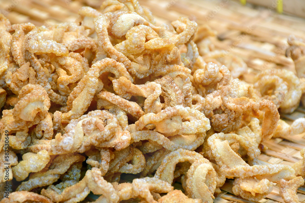 Pork rinds or deep fried pork skin, a yummy snack. Pork rinds or deep fried pork skin, a yummy snack.