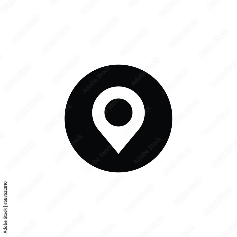 pin location icon share location sign position round black background pin location icon share location sign position round black background