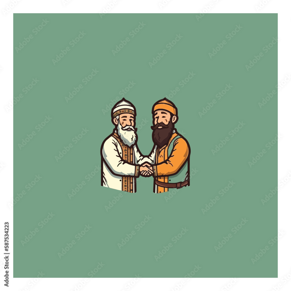 muslim shake hands vector logo