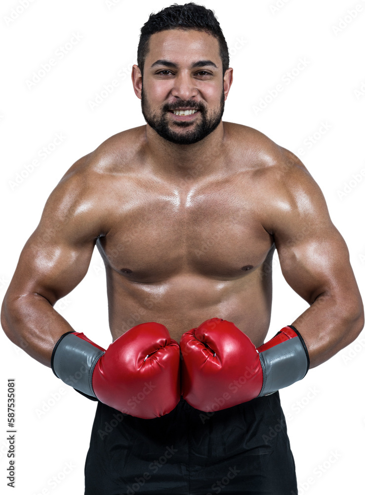 Muscular man boxing in gloves Muscular man boxing in gloves