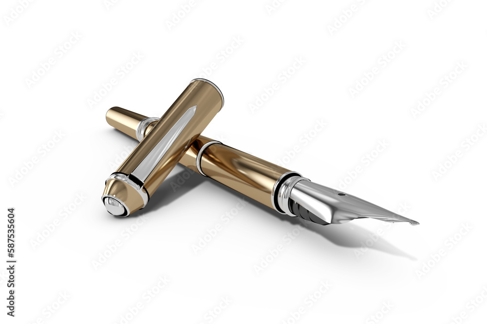 Digital image of gold colored fountain pen Digital image of gold colored fountain pen