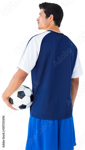 Rear view of player holding football