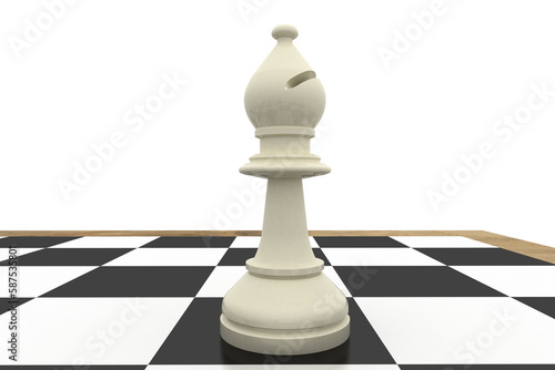 Fototapet White bishop on chess board