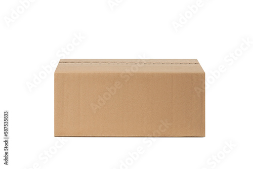 Cardboard box closed for delivery, parcels. On an empty background. PNG © Marina Red