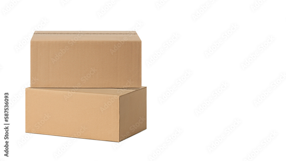 Two cardboard boxes closed for delivery, parcels. On an empty background. PNG Two cardboard boxes closed for delivery, parcels. On an empty background. PNG
