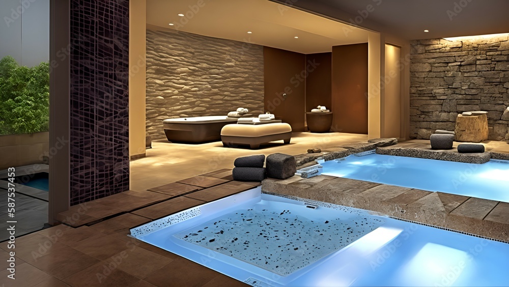 interior design spa pool area and jacuzzi generative AI 1 Stock ...