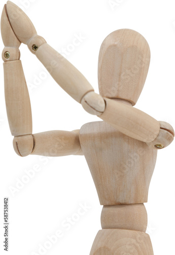 Wooden figurine standing with both the hands joined