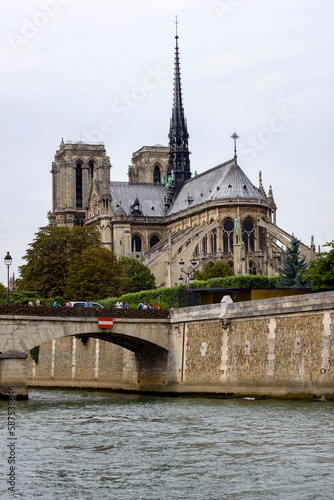 Paris, France, August 2015: Famous Cathedral of Notre Dame de Paris