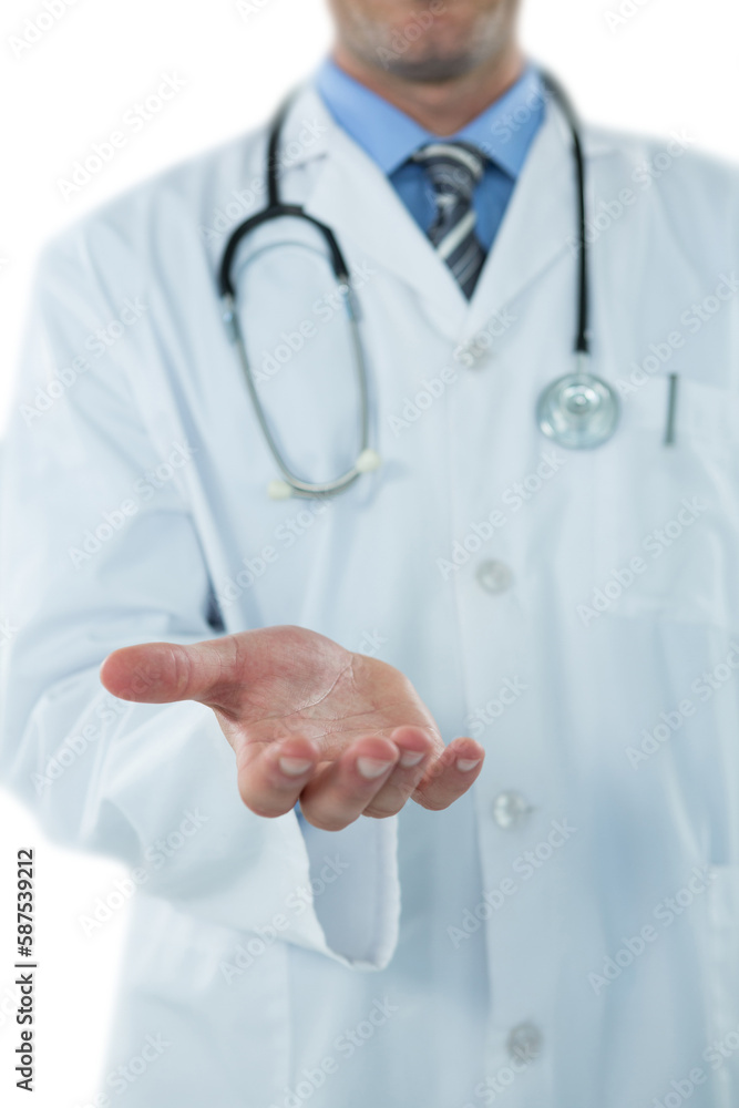 Midsection of doctor gesturing Midsection of doctor gesturing