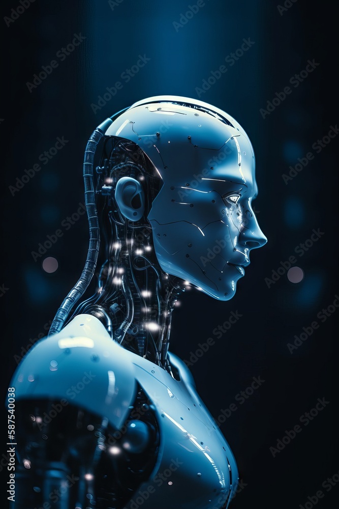 An artificial intelligence portrait concept. Generative AI. 