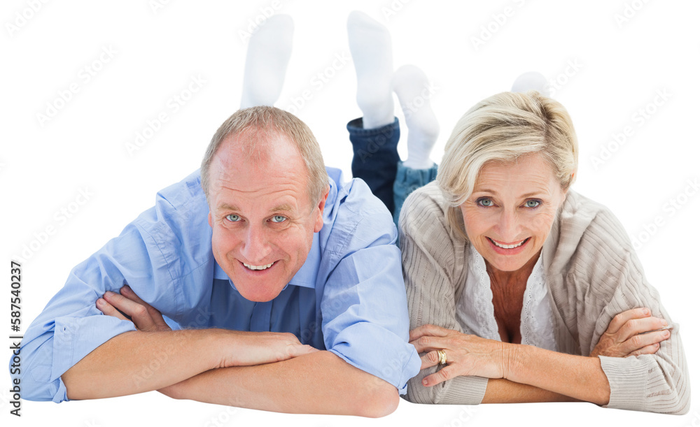Happy mature couple lying and smiling Happy mature couple lying and smiling