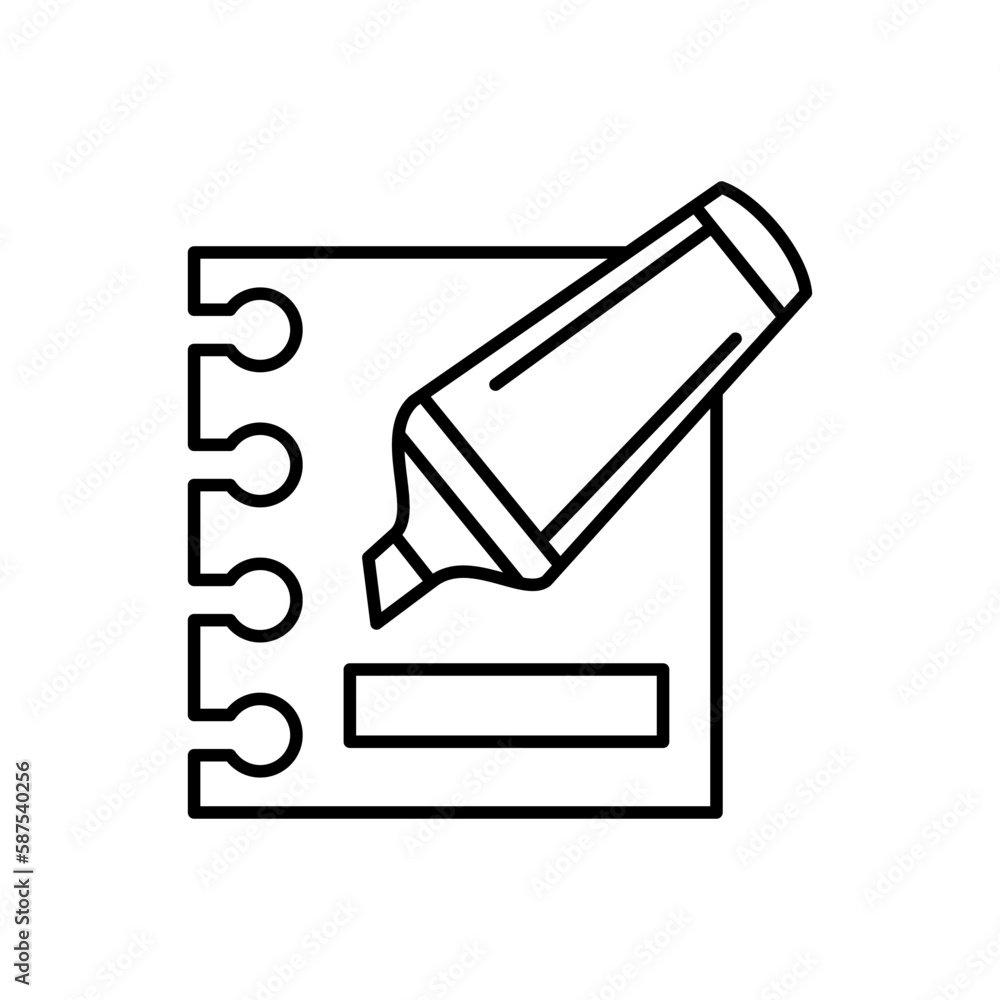 Highlighted pen notes line icon Highlighted pen notes line icon