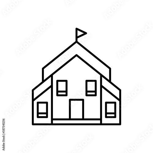 Childrens playground building line icon