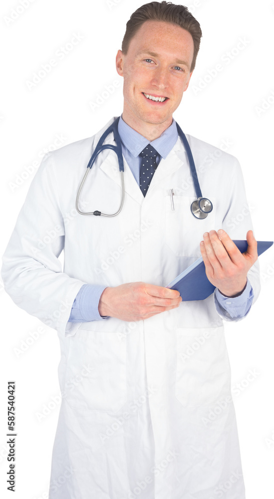 Smiling doctor holding a digital tablet Smiling doctor holding a digital tablet