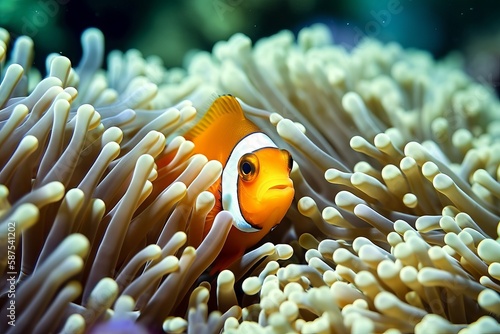 orange white nemo clown fish background © supatthanan