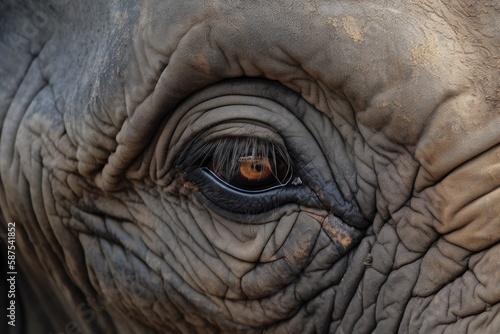 Wild elephant eye picture animal. Generative AI © AkuAku