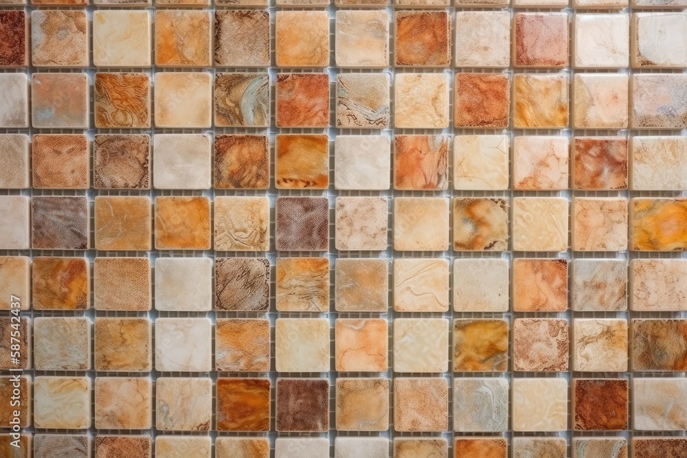 Fototapeta premium detailed mosaic tile wall with intricate patterns and colors. Generative AI