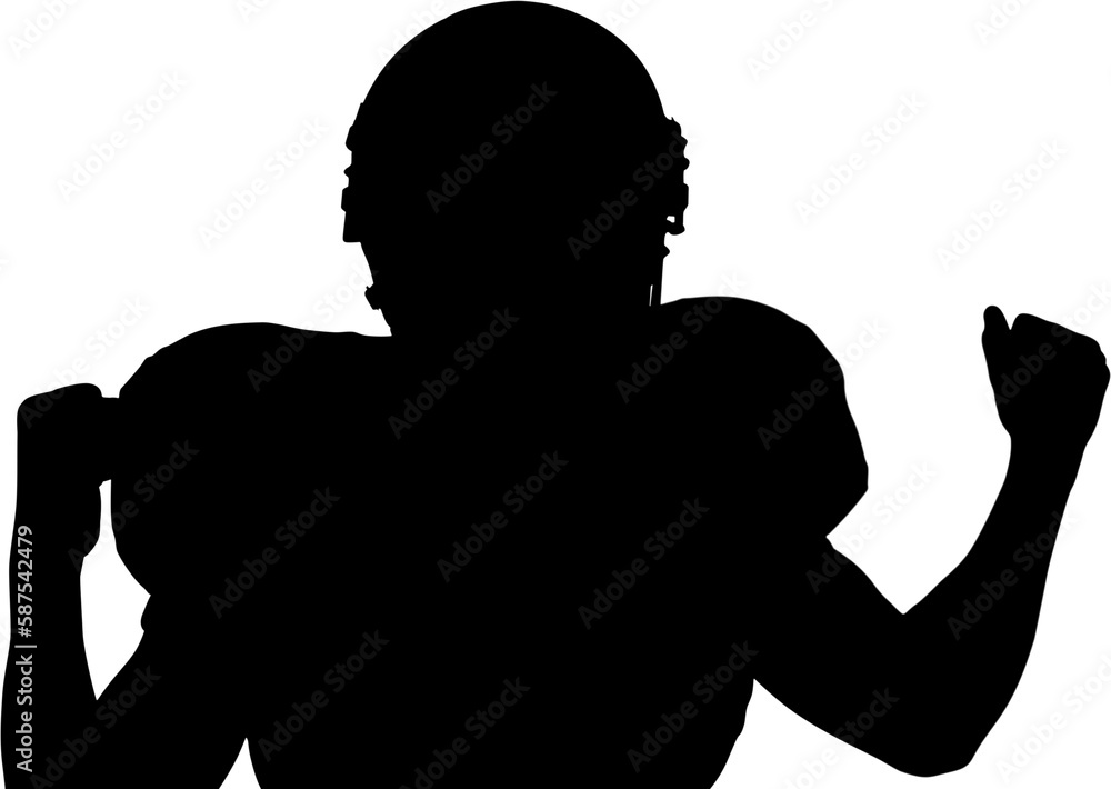 Silhouette American football player with hands clasped Silhouette American football player with hands clasped