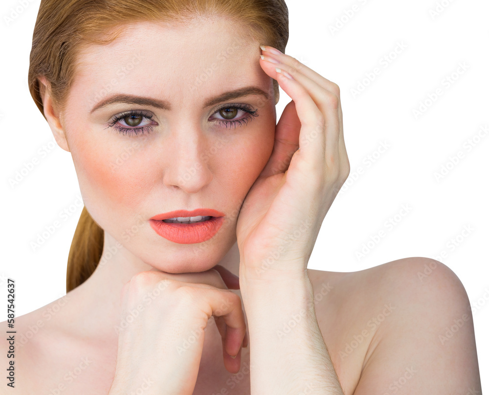 Fototapeta premium Beautiful redhead posing with hands