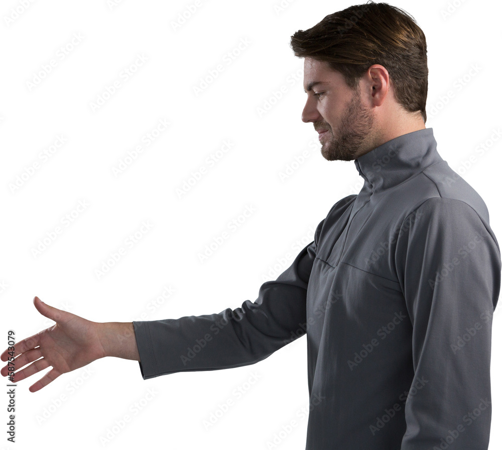 Man pretending to shake hands Man pretending to shake hands