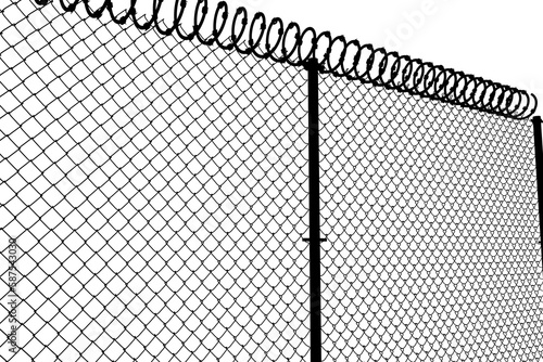Computer generated image of fence with spiral barbed wire