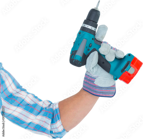 Workman holding cordless drill machine