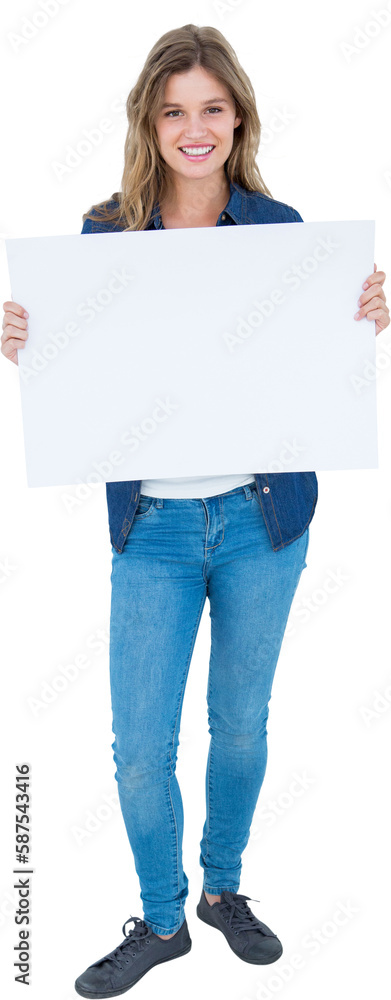 Woman holding poster Woman holding poster