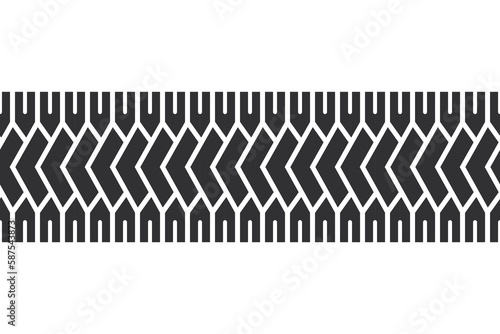 Auto tire tread seamless element. Car tire pattern, wheel tyre tread track. Tyre print. Vector illustration isolated on white background.